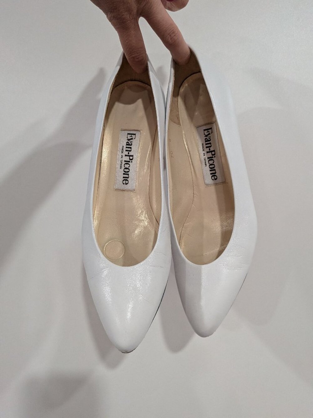 Evan Picone Leather Heels White Size 8 VINTAGE